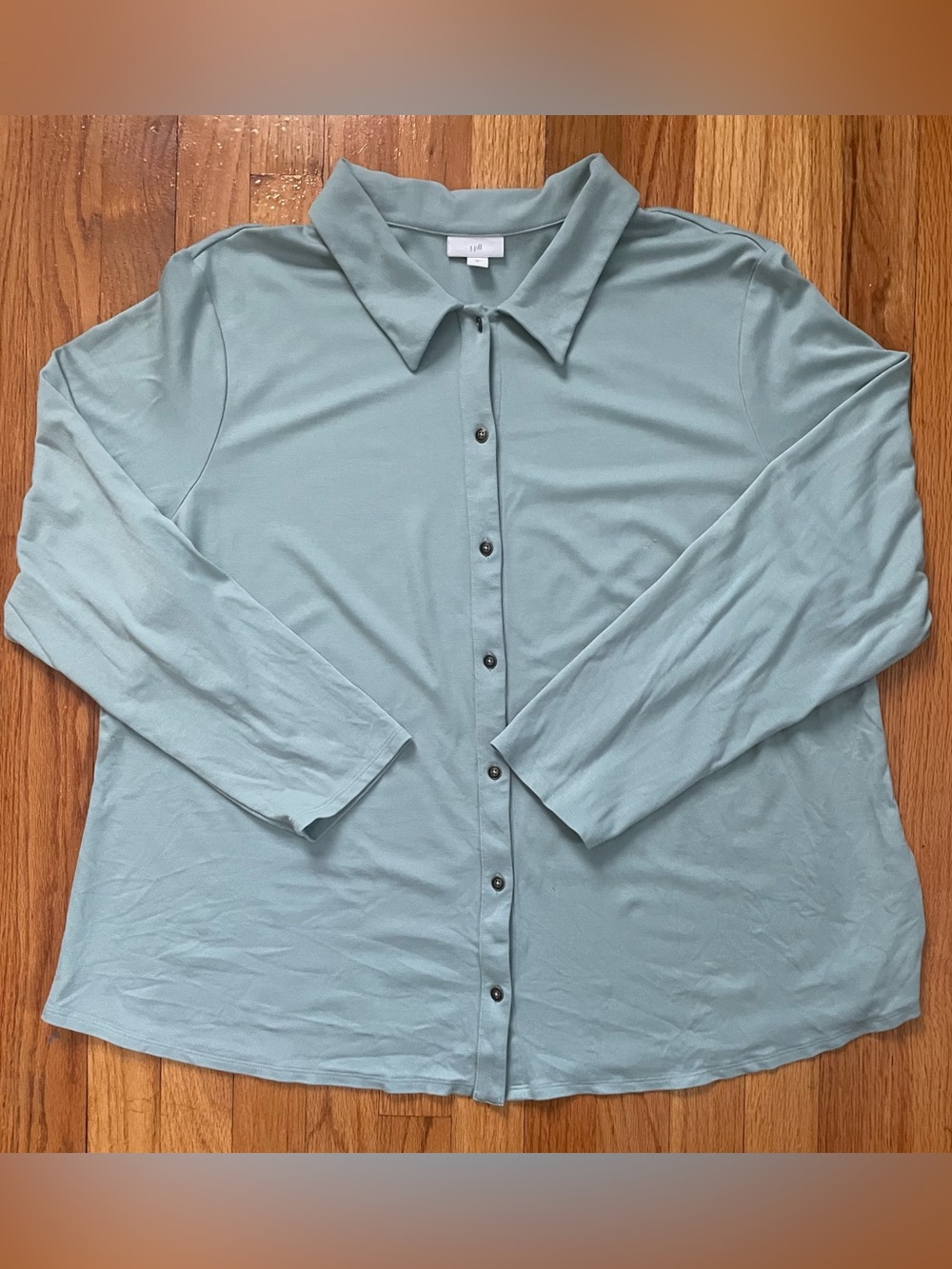 J. Jill Mint Green Long Sleeve Collared Stretch Button-Down Shirt Women’s Sz 3X